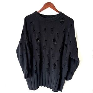 Lurdes Bergada Grunge Distressed Tunic Sweater Size Small